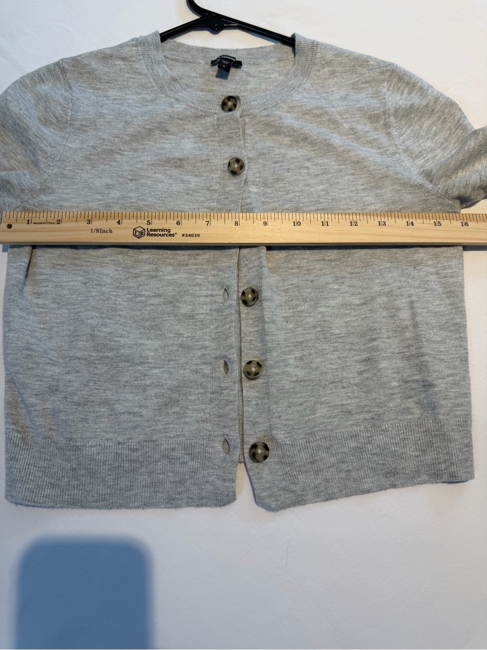 Express Light Gray Ribbed-Neck Cardigan -Size Small - Picture 5 of 7